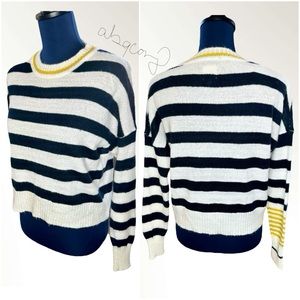 EUC Freshman 1996 Ivory & Black Striped Long Sleeve Pullover Sweater